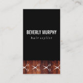 シアーズ素朴パターン付き木目ブラック 名刺 (正面)