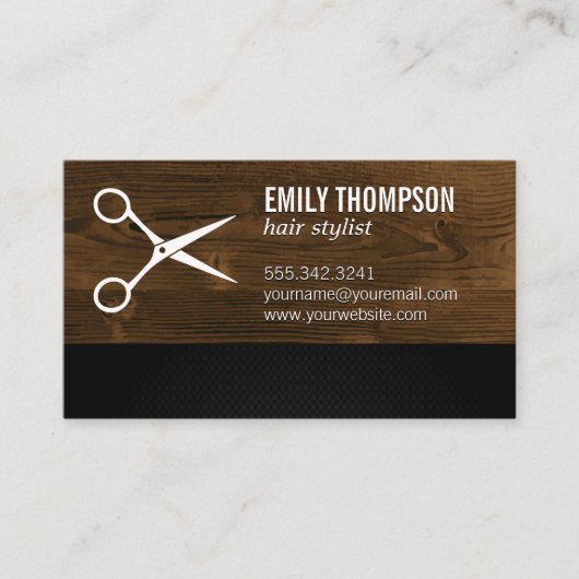 シアーズ |サロン |木製トリムブラックメッシュ 名刺 (正面)