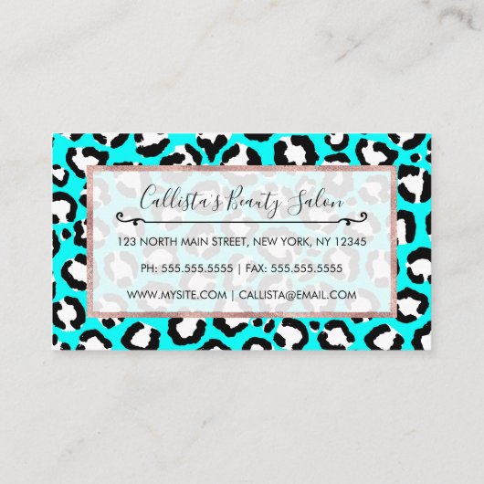 シアートアモダンンブルーレオパードアニマルプリント ロイヤリティカード (裏面)