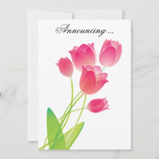 シアーピンクのチューリップ 招待状 (正面)