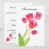 シアーピンクのチューリップ 招待状 (正面/裏面)