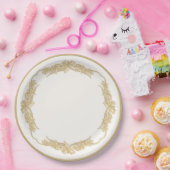 シアーポインセティアレースクリーム ペーパープレート (パーティー)