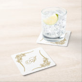 シアーポインセティアレースモノグラーム スクエアペーパーコースター (インサイチュ)