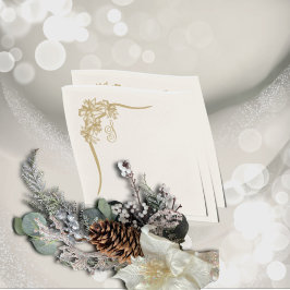 シアーポインセティアレースモノグラーム スタンダードカクテルナプキン