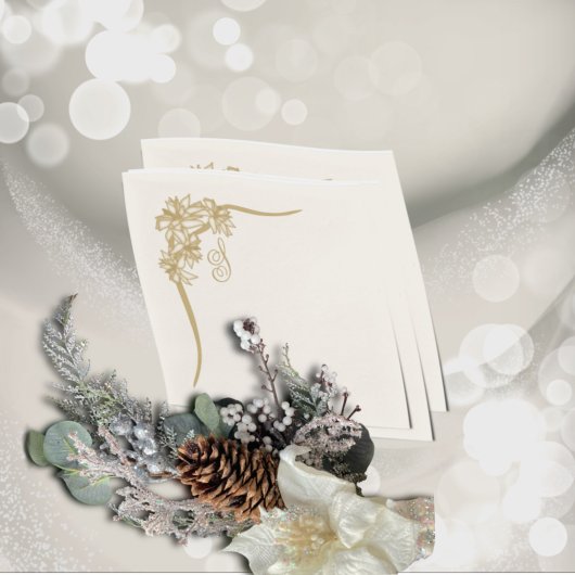 シアーポインセティアレースモノグラーム スタンダードカクテルナプキン