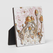 シイタケの水彩プリントデコール付き フォトプラーク (正面)