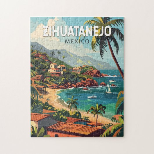 シウアタネホ メキシコ 旅行 アート ヴィンテージ ジグソーパズル (縦)