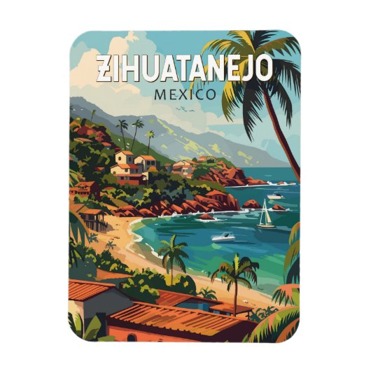 シウアタネホ メキシコ 旅行 アート ヴィンテージ マグネット (縦)
