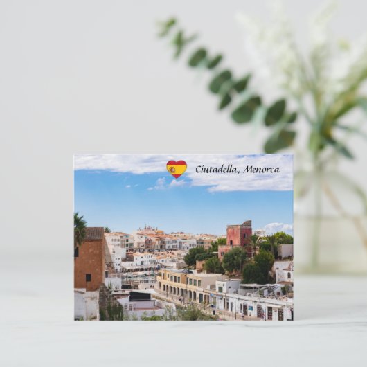 シウタデラの港と都市の空中表示 – メノルカ ポストカード (スタンド正面)