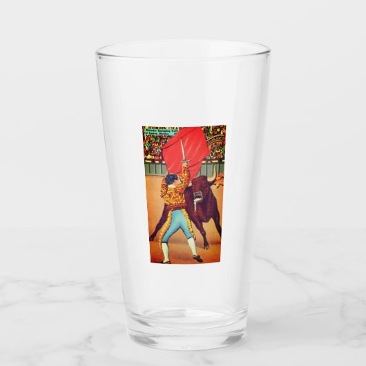 シウダフアレス、メキシコヴィンテージマタドール&レッドケープ タンブラーグラス (正面)