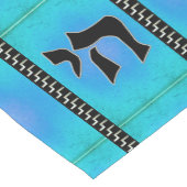 シェのお茶会の眼識-ターコイズ、黒および銀 ショートテーブルランナー (コーナー)