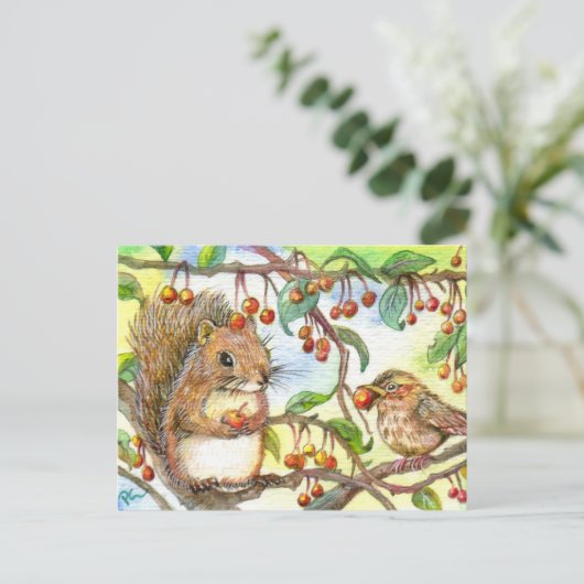 シェアしよう - きつねとさくら ポストカード (スタンド正面)