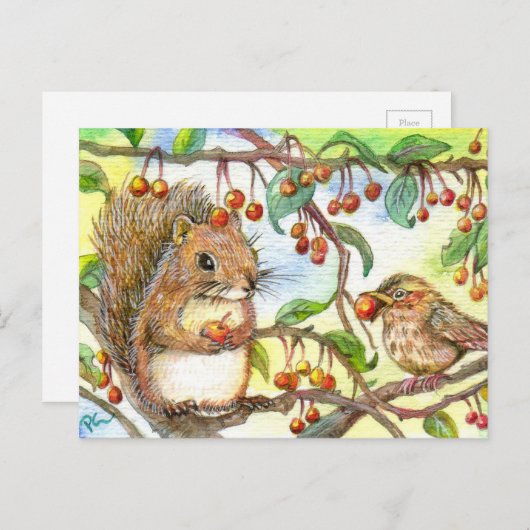 シェアしよう - きつねとさくら ポストカード (正面/裏面)