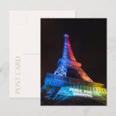 シェアするために作られたエッフェル塔の虹色パリ ポストカード (正面/裏面)