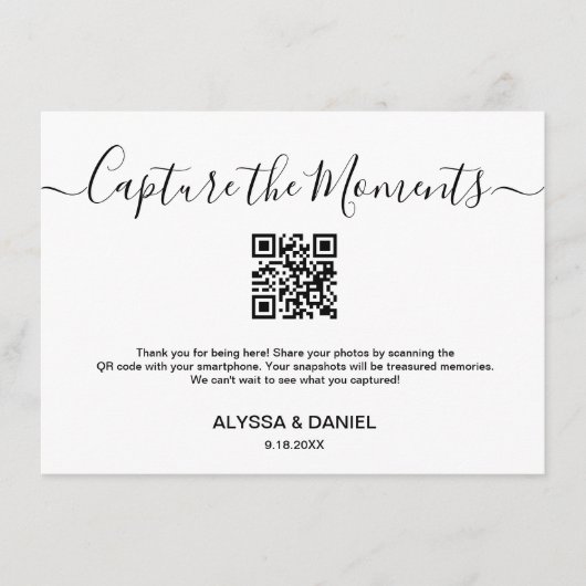 シェア ウェディング フォト モーメント QRコード カスタマイズ可能 エンクロージャーカード (正面)