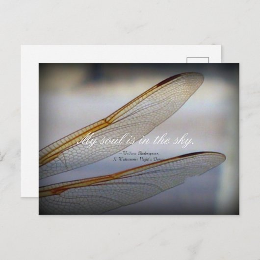 シェイクスピアとトンボ翼のマクロ引用文 ポストカード (正面/裏面)