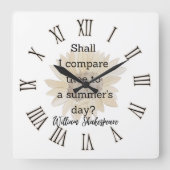 シェイクスピアの夏の引用ホームデコ スクエア壁時計 (正面)