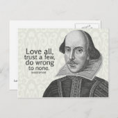 シェイクスピアの愛すべてを信じる少数を信じる…引用文 ポストカード (正面/裏面)