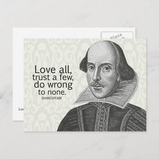 シェイクスピアの愛すべてを信じる少数を信じる…引用文 ポストカード (正面/裏面)