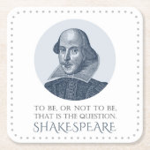 シェイクスピアポートレートの引用文 スクエアペーパーコースター (正面)