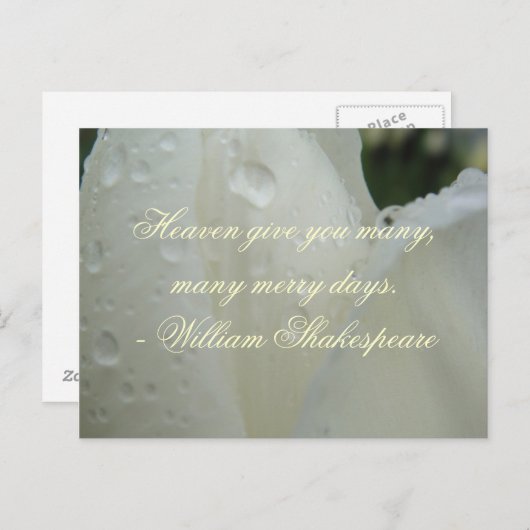 シェイクスピアメリー日引用文、ホワイト シーズンポストカード (正面/裏面)
