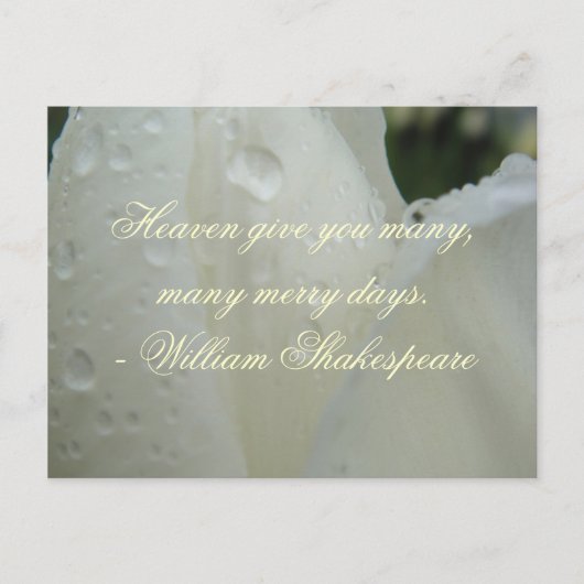シェイクスピアメリー日引用文、ホワイト シーズンポストカード (正面)