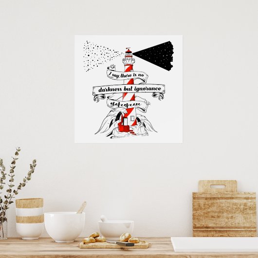 シェイクスピア引用文ライトハウスイラストレーション ポスター (キッチン)