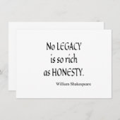 シェイクスピア引用文正直ほど豊かな遺産はない (正面/裏面)