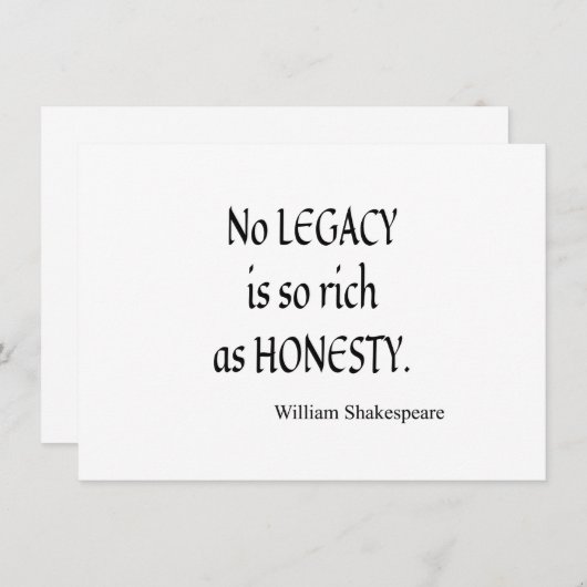 シェイクスピア引用文正直ほど豊かな遺産はない (正面/裏面)