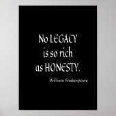 シェイクスピア引用文正直ほど豊かな遺産はない ポスター (正面)