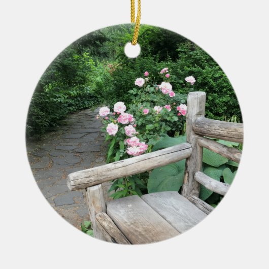 シェイクスピア・ガーデンベンチバラセントラルパークNYC セラミックオーナメント (正面)