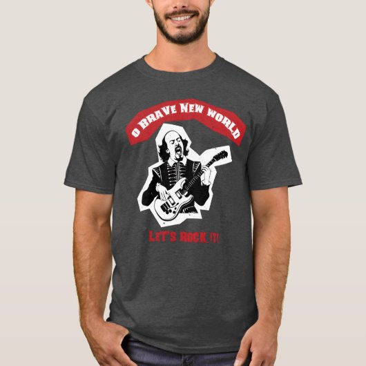 シェイクスピア ギター ロック 引用 復古 Tシャツ (正面)