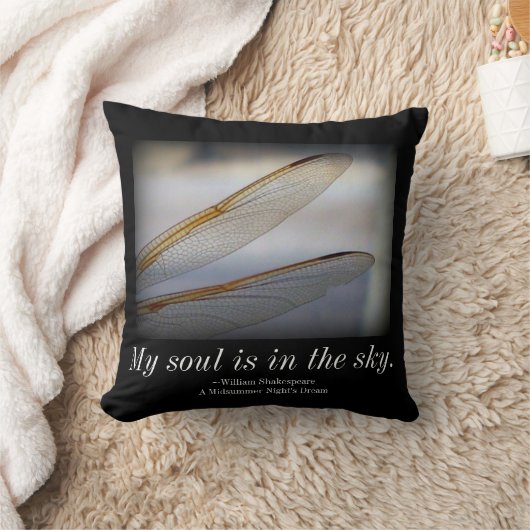 シェイクスピア・ソウル引用文ドラゴンフライ・ウィングス クッション (ブランケット)