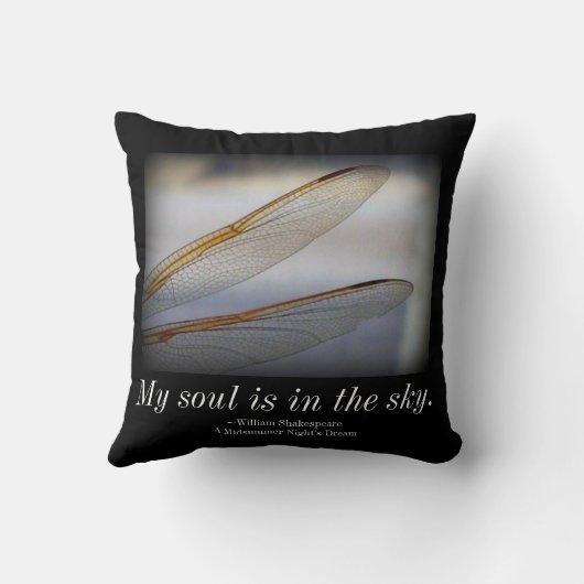 シェイクスピア・ソウル引用文ドラゴンフライ・ウィングス クッション (裏面)
