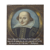 シェイクスピア&彼の有名な感覚引用文 ノートパッド (正面)