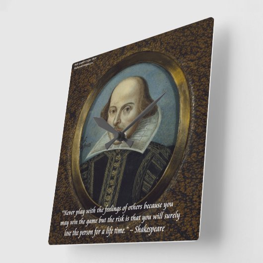 シェイクスピア&有名感覚引用文ウォールクロック スクエア壁時計 (傾斜)