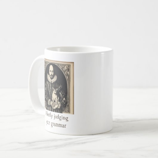 シェイクスピア&猫の静かな文法鑑定 コーヒーマグカップ (正面左)