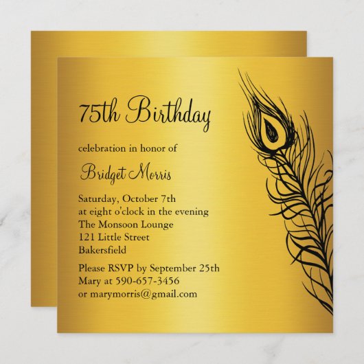 シェイクテイルファザーズ誕生日招待状金ゴールド 招待状 (正面/裏面)