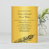 シェイクユテールフェザー結婚式招待状金ゴールド 招待状 (スタンド正面)