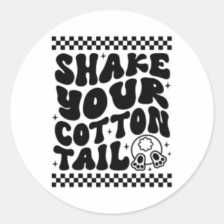 シェイクユーおもしろいコットンテールレトロかわいいバニーイースト ラウンドシール