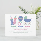 シェイクラトル&ベビー転がシャワー招待状 招待状 (スタンド正面)