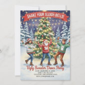 シェイク・ユア・スレイ・ベルズ・ダサいクリスマスツリーのセーター・ダンスパーティ 招待状 (正面)