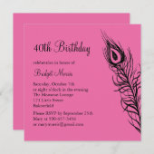 シェイク·ユア·テール·フェザーズ·誕生日招待状(明るい赤紫色) 招待状 (正面/裏面)