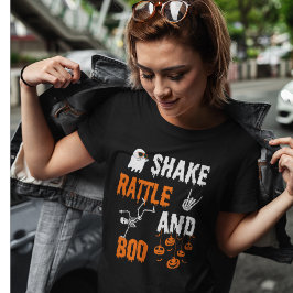 シェイク ラトル ブー ダンシング スケルトン ゴースト ハロウィン Tシャツ