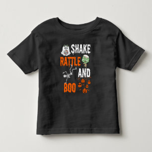 シェイク、ラトル、ブー 骸骨 ゾンビ ハロウィン 楽しい トドラーTシャツ