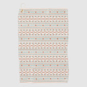 シェイプアステカRptパターンラストティール（緑がかった色）クリーム ゴルフタオル (正面)