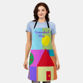 シェイプカラフルホームスクール母エプロン エプロン (着用した状態)