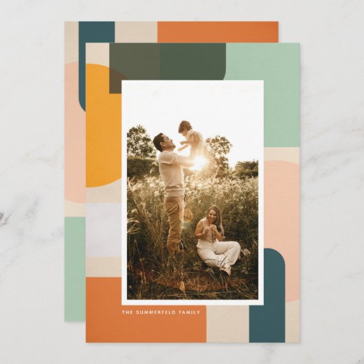 シェイプカラフルモダンポートレート写真 シーズンカード (正面/裏面)