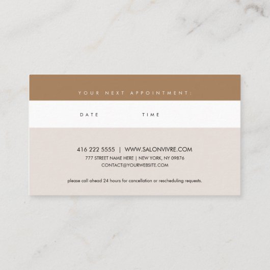 シェイプモダンオーガニックサロンアポイントメントカード 名刺 (裏面)