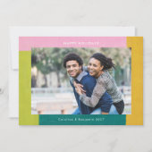 シェイプユニークカラフルティール(緑がかった色)グリーンピンク写真 シーズンカード (正面)